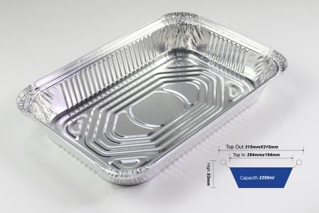Disposable Aluminum 4Lb Oblong Take-Out Container / Aluminum Foil Pan- Pack of 200 Pans