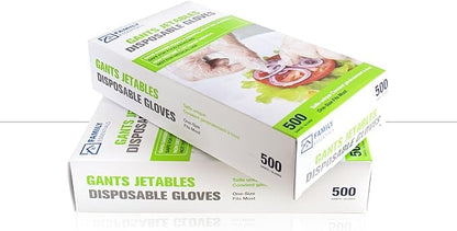 Disposable Gloves - Poly Ethylene(PE) - transparent - 500 Pcs./Box - 20 Boxes/Case (10,000 Pcs.)