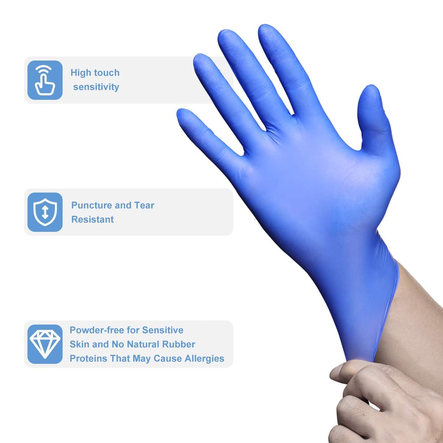 Disposable Nitrile/Vinyl Blended Gloves, Blue Color, 4mil Thickness - 100 Pcs./Box