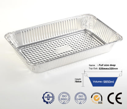 Disposable Full Size Deep(21"x13"x3") Aluminum Tray/Steam Table Pan - with Lids