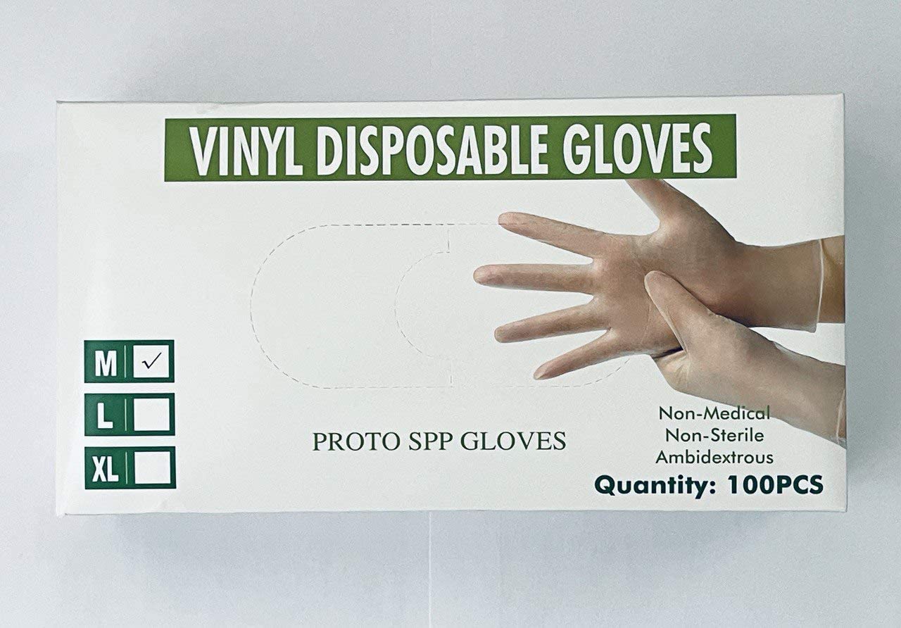 Disposable Clear Vinyl Gloves, 4mil Thickness - 100 Pieces per Box