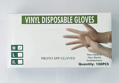 Disposable Clear Vinyl Gloves, 4mil Thickness - 100 Pieces per Box